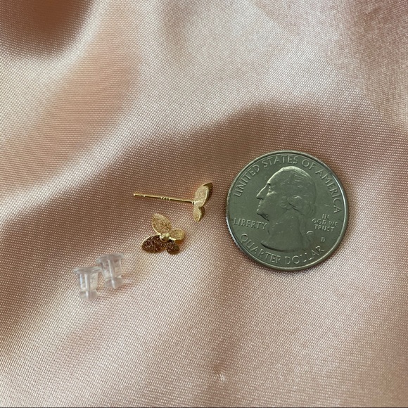 💙14K Gold Butterfly Stud Mini Earrings - Picture 5 of 8